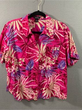 Erika Hot Pink Floral Hawaiian shirt XL